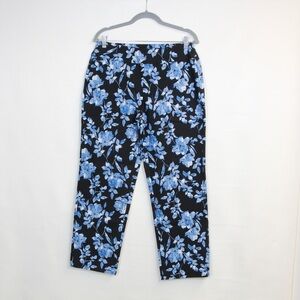 NorthStyle Black Blue Floral Stretch Ankle Pants.NWOT